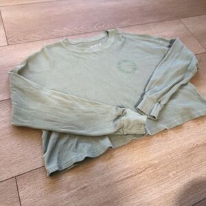 SET Active Textured Thermal Green Cropped Long Sleeve Top size M